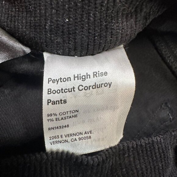 Reformation Jeans Peyton High Rise Bootcut Corduroy Pants in Black Size 25 - Picture 5 of 6